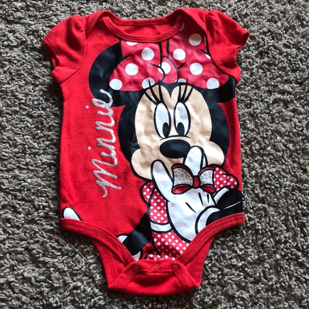 Disney Red Minnie Mouse Short Sleeve Onesie